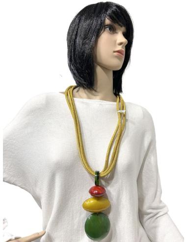 COLLARES AMARILLOS LARGOS DE CUERNO DE BUFALO AFRICANO