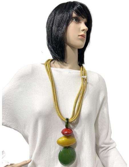 COLLARES AMARILLOS LARGOS DE CUERNO DE BUFALO AFRICANO