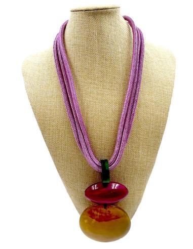 COLLARES MORADOS CON COLGANTE TRIBAL DE CUERNO EXOTISMO AFRICANO