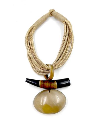COLLARES BEIGE Y NEGRO ESTILO IBIZA CON COLMILLO ARTESANAL