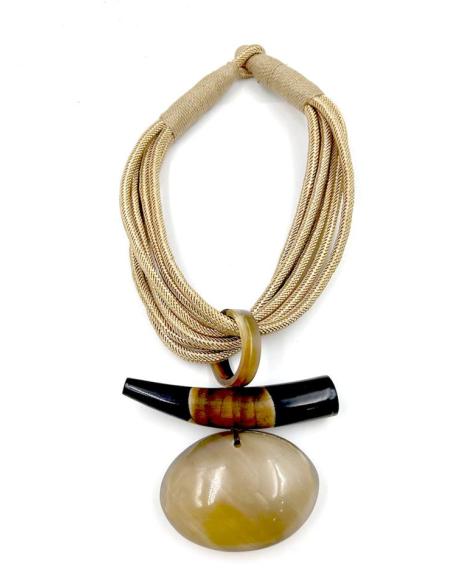 COLLARES BEIGE Y NEGRO ESTILO IBIZA CON COLMILLO ARTESANAL