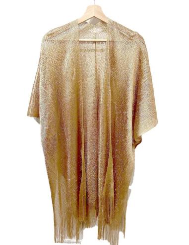 CHAL KIMONO MUJER DORADO OCRE CON FLECOS DE MODA ESTILO IBICENCO