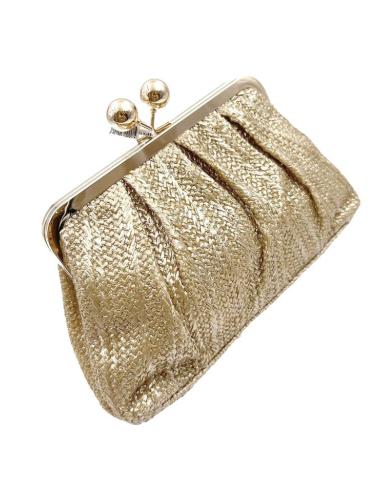 BOLSOS ORO VIEJO VINTAGE DE FIESTA TEXTURA RAFIA