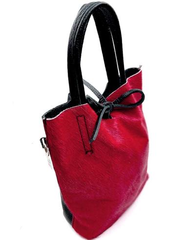 BOLSOS DE PIEL ROJOS Y NEGROS PELO POTRO Y ASA CORTA Y BANDOLERA