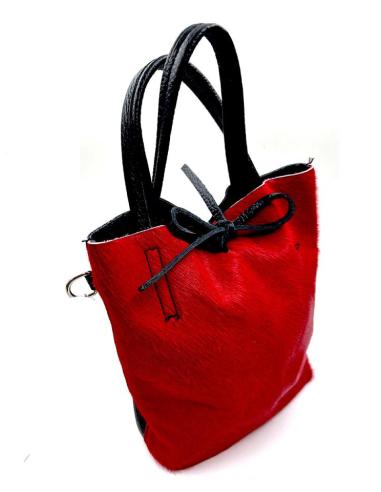 BOLSOS DE PIEL ROJOS Y NEGROS PELO POTRO Y ASA CORTA Y BANDOLERA