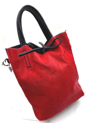 BOLSOS DE PIEL ROJOS Y NEGROS PELO POTRO Y ASA CORTA Y BANDOLERA