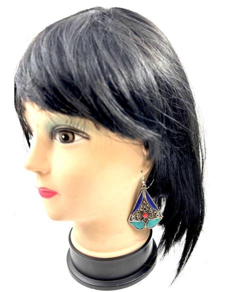 PENDIENTES LARGOS PLATEADOS ESTILO BOHO CHIC CON PIEDRAS