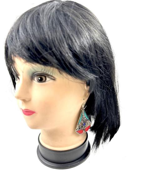PENDIENTES LARGOS PLATEADOS ARTESANIA AFGANA PARA MUJER