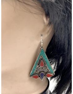 PENDIENTES LARGOS DE PIEDRAS Y PLATEADO VIEJO 2