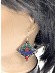 PENDIENTES BONITOS PLATEADOS DISEÑO DE ABANICO CON PIEDRAS 2