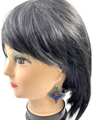 PENDIENTES BONITOS PLATEADOS DISEÑO DE ABANICO CON PIEDRAS