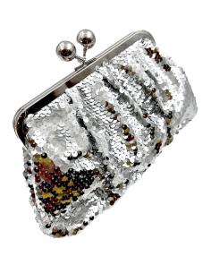BOLSOS PLATEADOS CON LENTEJUELAS ESTILO DISCO Y CIERRE VINTAGE PARA FIESTA Y BODAS DE NOCHE
