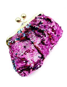 BOLSOS FUCSIAS BUGAMBILIAS CON LENTEJUELAS DISCO Y CIERRE VINTAGE PARA BODAS DE NOCHE