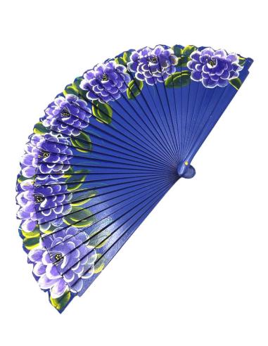 ABANICOS AZULES MARINO CON BELLAS FLORES MORADAS