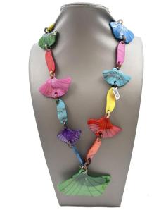 COLLARES LARGOS COLORIDOS CON HOJAS GINKGO BILOBA