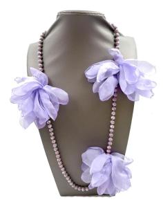 COLLARES LILAS DE CRISTAL NUDO CON LAZOS TELA VAPOROSOS