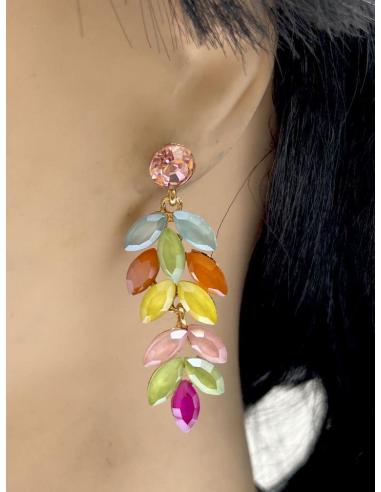 PENDIENTES FIESTA MULTICOLOR CON HOJITAS