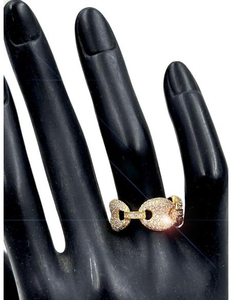 ANILLOS DORADOS DE FIESTA CON ESLABONES DE PAVE