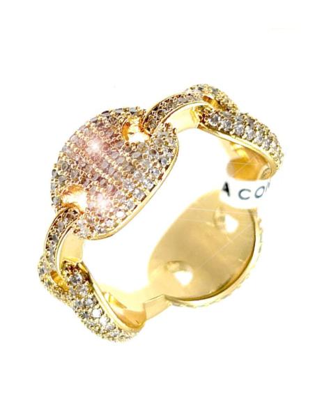 ANILLOS DORADOS DE FIESTA CON ESLABONES DE PAVE