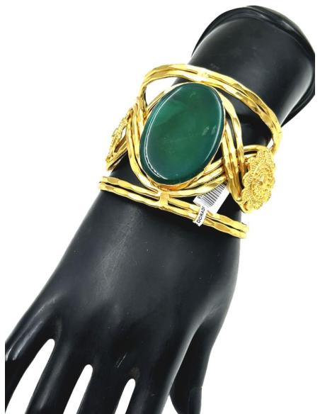 ESPECTACULAR BRAZALETE DORADO Y VERDE JADE