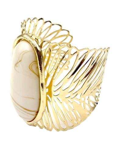 PULSERAS DORADAS Y BLANCAS ANCHAS PARA BODAS Y EVENTOS