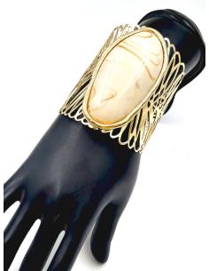 PULSERAS DORADAS Y BLANCAS ANCHAS PARA BODAS Y EVENTOS 2
