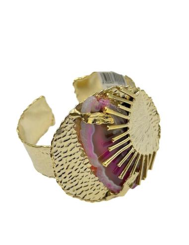 DORADOS BRAZALETES DE PIEDRAS FUCSIAS DE DISEÑO ESTRELLADO PARA BODAS