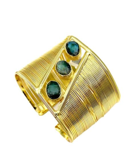 BONITOS BRAZALETES DORADOS PARA INVITADAS DE BODAS CON PIEDRAS SEMIPRECIOSAS
