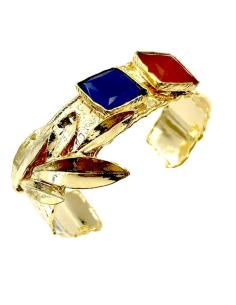 Imagen del producto PULSERAS MUJER DORADAS Y PIEDRAS NARANJA Y AZULON