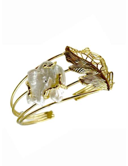 PULSERAS DE MUJER DORADAS CON PERLA ANACARADA
