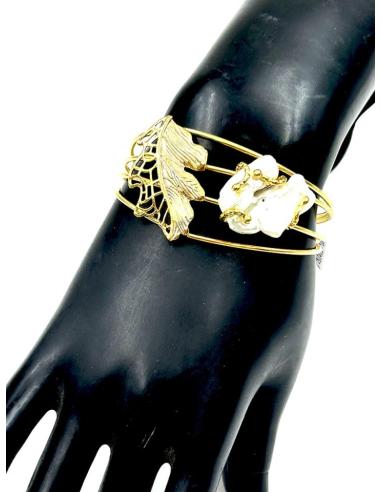 PULSERAS DE MUJER DORADAS CON PERLA ANACARADA
