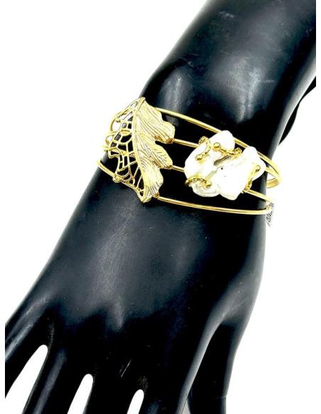 PULSERAS DE MUJER DORADAS CON PERLA ANACARADA