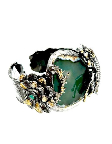 BRAZALETES MUJER DE PIEDRA VERDE DE DISEÑO ACTUAL
