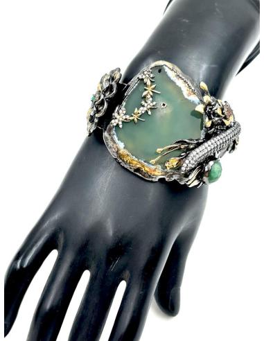 BRAZALETES MUJER DE PIEDRA VERDE DE DISEÑO ACTUAL