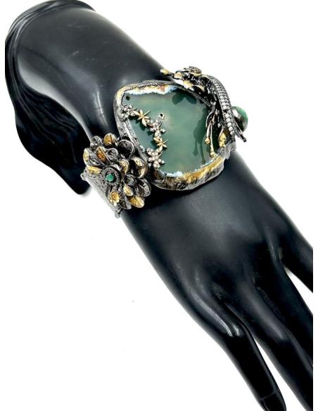 BRAZALETES MUJER DE PIEDRA VERDE DE DISEÑO ACTUAL