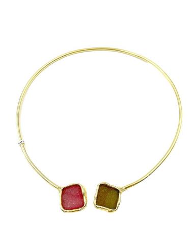 COLLARES DE PIEDRAS DRUSAS VINO Y VERDE OLIVA
