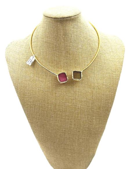 COLLARES DE PIEDRAS DRUSAS VINO Y VERDE OLIVA
