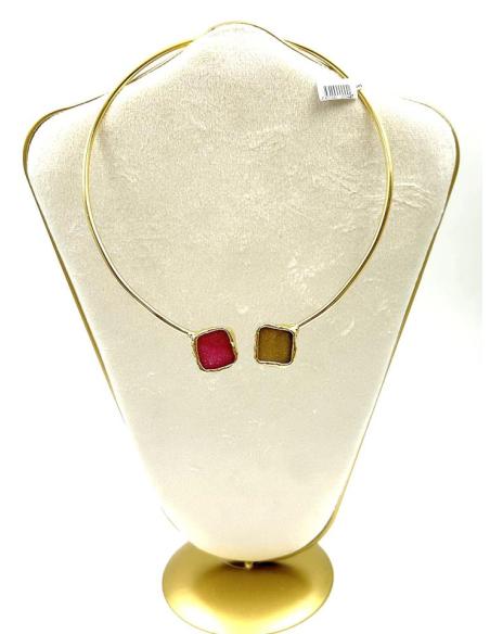 COLLARES DE PIEDRAS DRUSAS VINO Y VERDE OLIVA