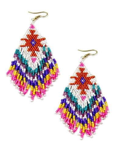 PENDIENTES LARGOS DE FLECOS ESTILO BOHO EN COLORES ALEGRES
