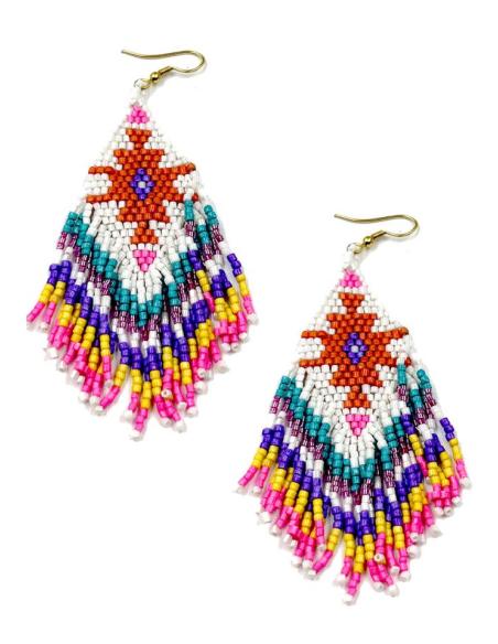 PENDIENTES LARGOS DE FLECOS ESTILO BOHO EN COLORES ALEGRES