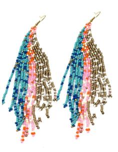 PENDIENTES DE ABALORIOS CON FLECOS LARGOS IDEALES PARA EL VERANO