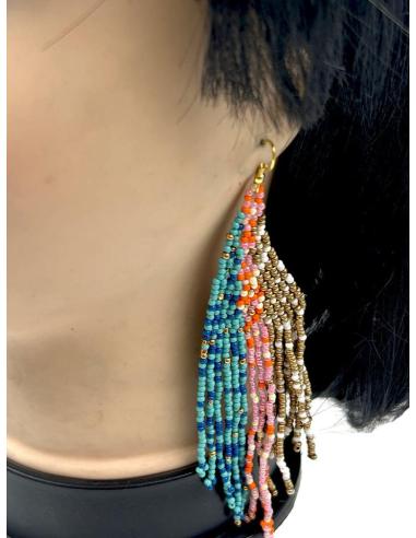PENDIENTES DE ABALORIOS CON FLECOS LARGOS IDEALES PARA EL VERANO