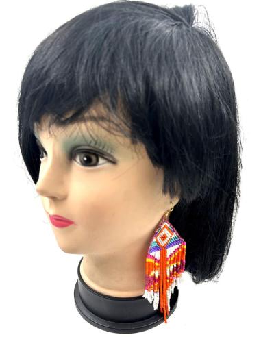 PENDIENTES NARANJAS CON FLECOS ESTILO IBIZA PARA LAS NOCHES DE VERANO