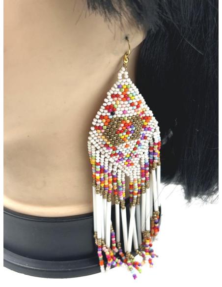 PENDIENTES LARGOS IBICENCOS CON FLECOS CHEROKEE