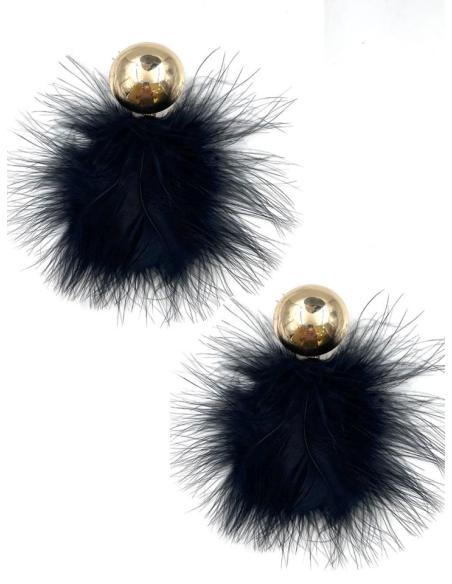 PENDIENTES FIESTA LARGOS NEGROS DE PLUMAS VAPOROSAS