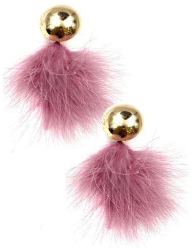 PENDIENTES DE PLUMAS ROSAS MAQUILLAJE PARA FIESTA Y BODAS