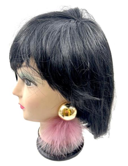 PENDIENTES DE PLUMAS ROSAS MAQUILLAJE PARA FIESTA Y BODAS