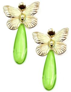 PENDIENTES MUJER LARGOS VERDES CON MARIPOSAS IDEALES PARA EL VERANO