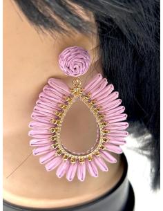 PENDIENTES MUJER LILAS RAFIA PARA EL VERANO 2