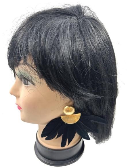 PENDIENTES MUJER LARGOS DE PLUMAS NEGRAS